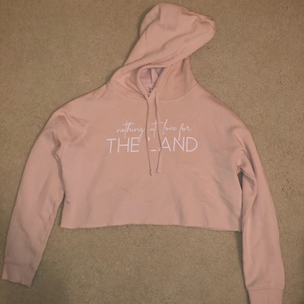 Cleveland Pink and White Cropped Hoodie